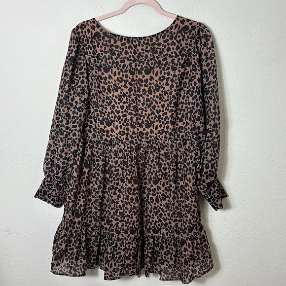 Lulus Rock It Out Brown and Black Leopard Print Babydoll Dress size Small - Picture 8 of 13